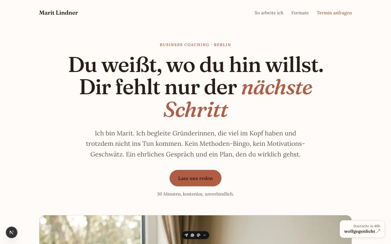 Screenshot der Beispiel-Website: Marit Lindner Business Coaching