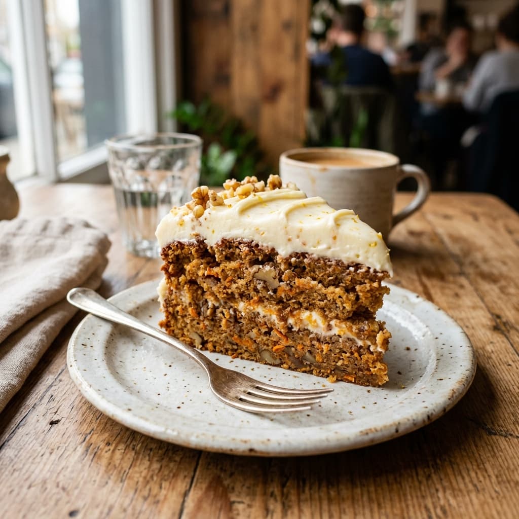 Stück hausgemachter Karottenkuchen