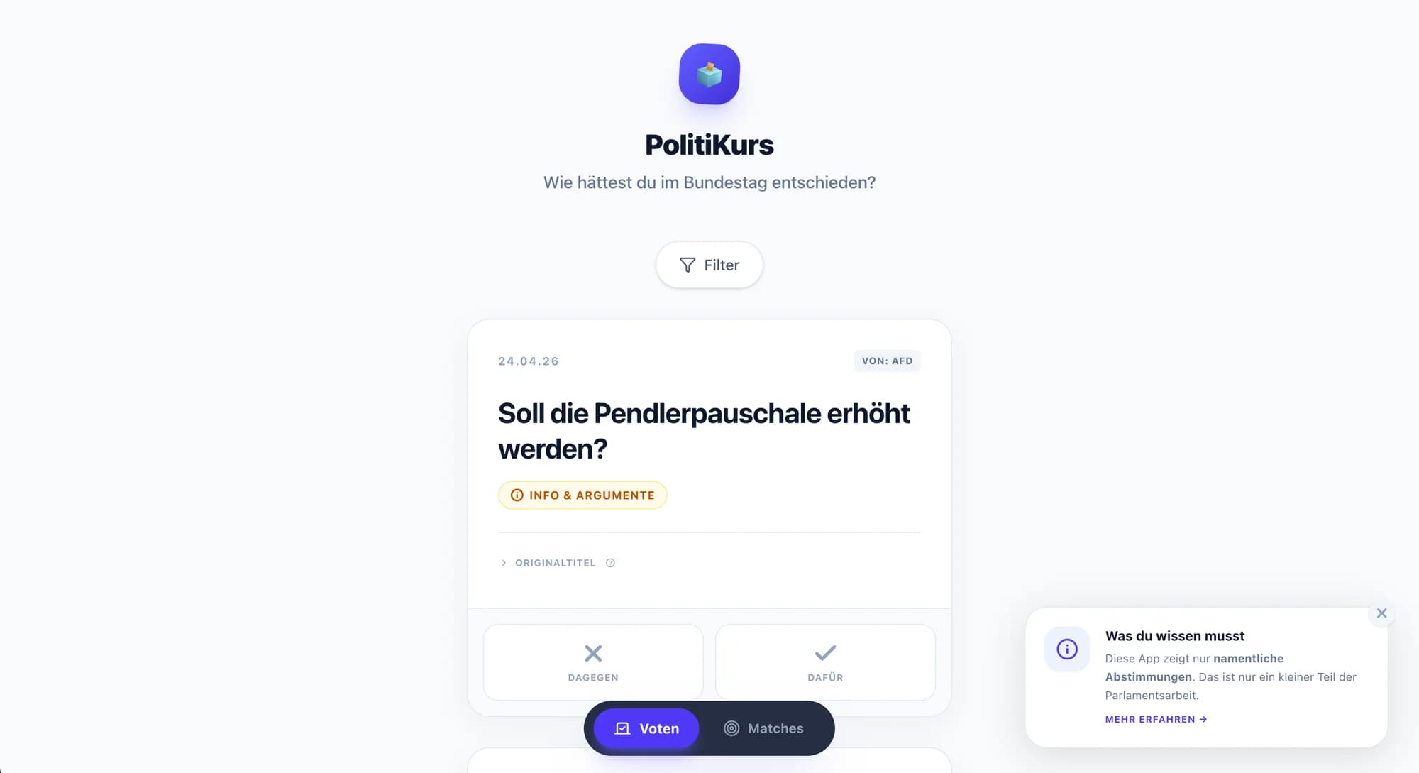 PolitiKurs App Screenshot