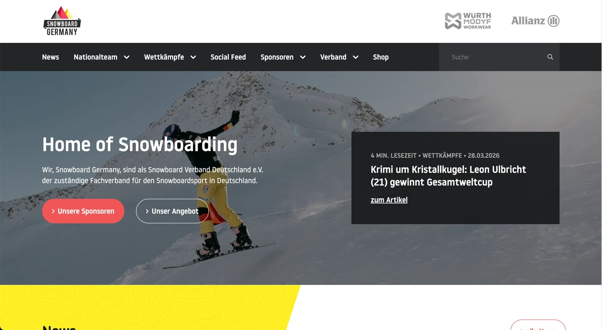 Snowboard Germany Website Screenshot