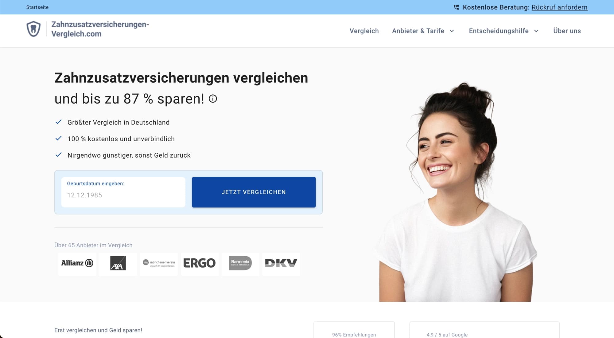 Zahnzusatzversicherungen-Vergleich.com Screenshot