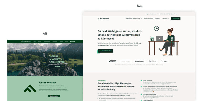 Vorher-Nachher-Vergleich eines Website-Relaunches