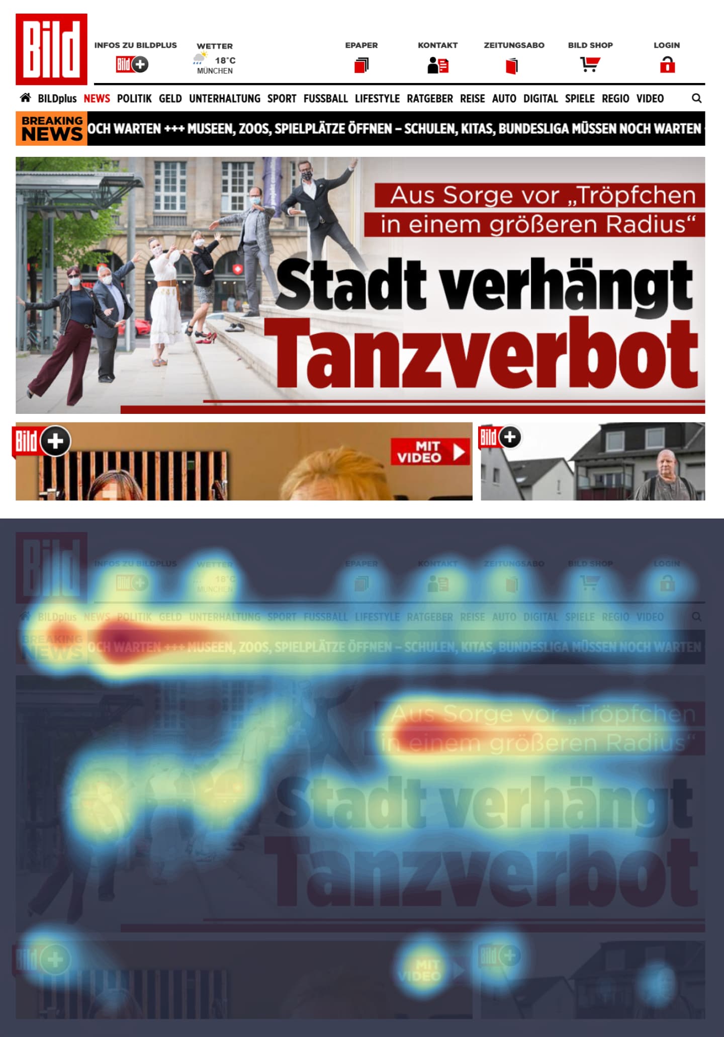 Screenshot von Bild mit Heatmap - Webdesign Berlin