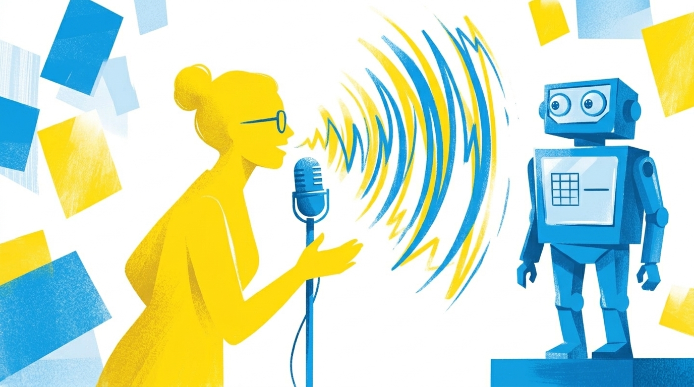 Person mit Mikrofon als Symbol für unersetzbare Authentizität