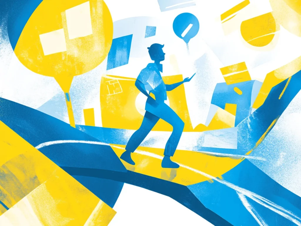 Illustration einer Person die auf einer User Journey ist
